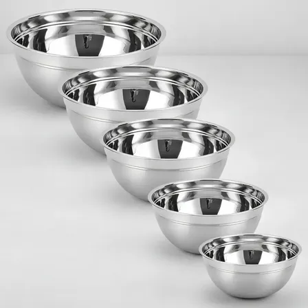 Kit Com 5 Tigelas Bowls Em Aço Inox De Excelente Qualidade