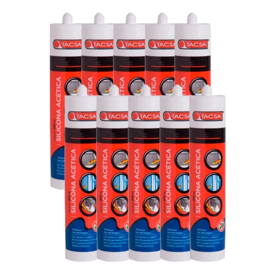 Sellador Silicona Acetico Blanco X 280ml Tacsa Pack X 10 Uni