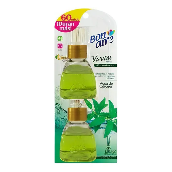Ambientador Difusor Varitas Bonaire 60ml Aceite X 2 Unidades Aroma Agua De Verbena