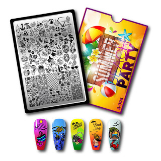 Stamping Plate Placa Para Estampar Uñas A-006 Summer Beach Stamping Plate Placa Para Estampar Uñas A-006 Summer Beach