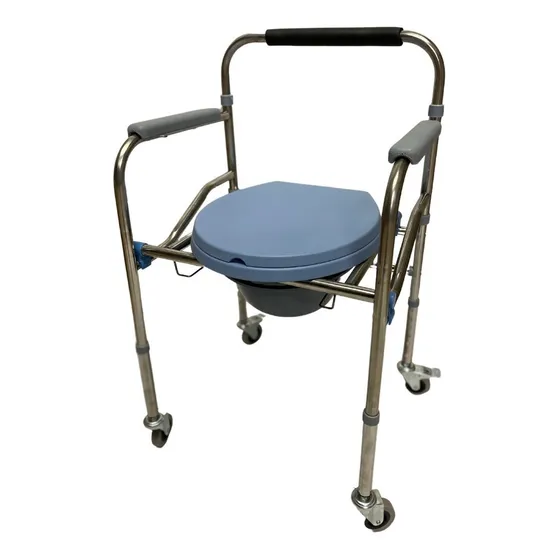 Silla Comodo Ruedas Aumento Ducha Wc Baño 3 En 1 Plegable 