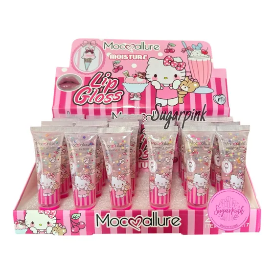 Lip Gloss Con Perlitas Sparkles Hello Kitty Mayoreo 24 Pz