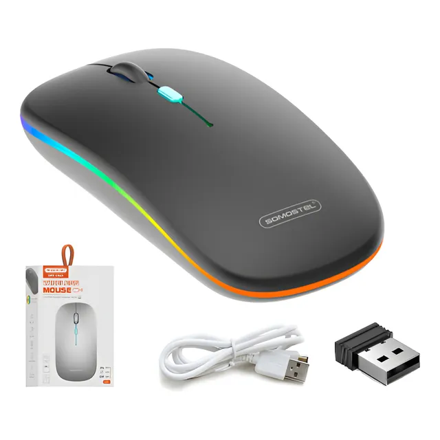 Ratón Mouse Silencioso Inalámbrico De Carga Portátil Color Negro