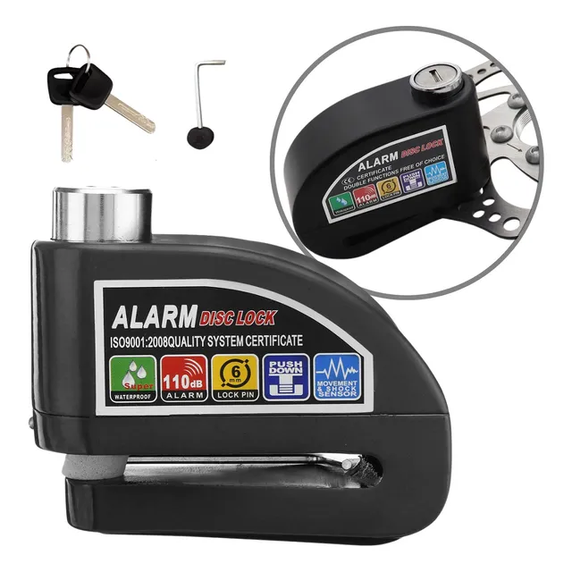Trava Cadeado De Freio Disco Com Alarme Sonoro Para Moto
