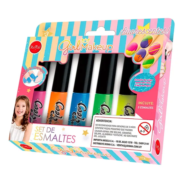 Juego Esmaltes De Uñas X5 Maquillaje Peel Off Niñas- El Rey