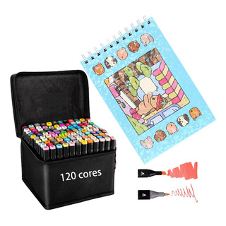 Livro Para Colorir + Marcadores De Pontos Duplos De 120 Core Livro Para Colorir + Marcadores De Pontos Duplos De 120 Core