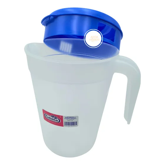 Jarra Graduada Plástico Durable Agua 4 L. Tapa Color Premium Color Azul