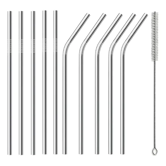 Kit 10 Canudos Aço Inox Metal Reutilizável mais Escova DOAF 0835