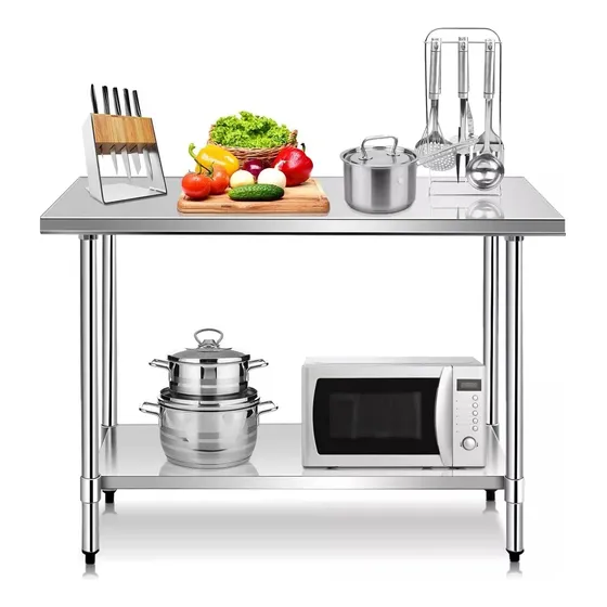 Mesa En Isla 100% Acero Inoxidable 150x70x90 Marca Ferrinox