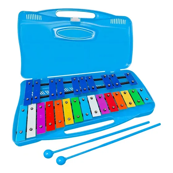 Metalofono Xilofono Cromatico 25 Notas Infantil Escolar Color Celeste