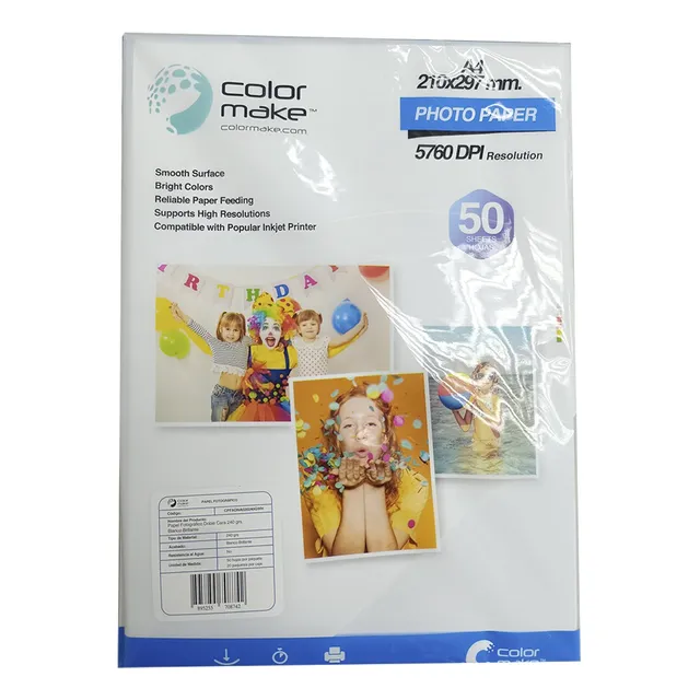 Colormake A4 Papel Fotográfico Doble Cara Blanco 240g