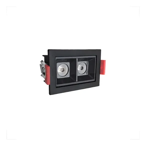 Mini Spot Duplo Embutido Led Acende a Luz Preto 4W Teto 3000K
