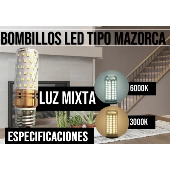 Bombillo Led Tipo Mazorca 10cm De Alto Luz Blanca Y Cálida