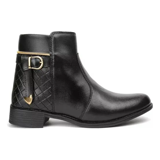 Bota Com Detalhes Em Fivela Coturno Cano Baixa Linda