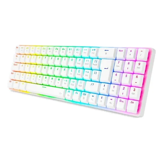 Teclado Mecânico Redragon Ashe 75% RGB Cor Branco Switch Brown USB-C