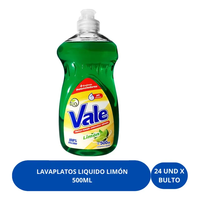 Lavatodo Vale Limón 500 Ml - 24 Und
