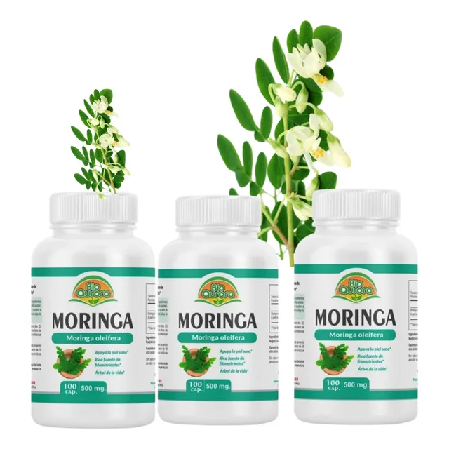 Moringa 100% Natural Cápsulas-3 Frascos 300uds Conregistro S