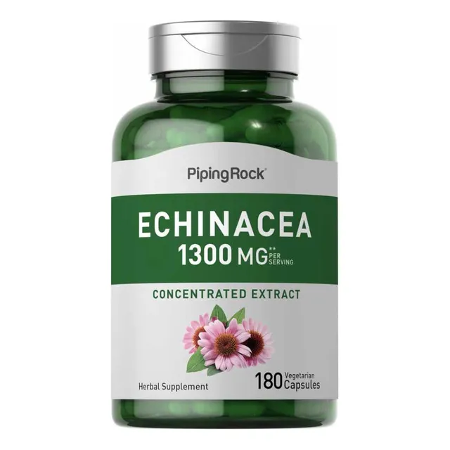 Echinacea 1300 Mg X 180 Cápsulas En Botella Piping Rock Sabor Neutro