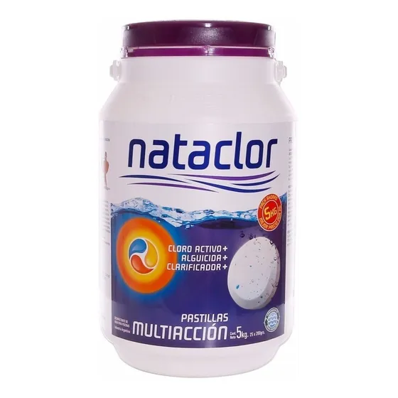 Cloro En Pastillas Multiaccion Nataclor Pileta Fibra 5 Kg