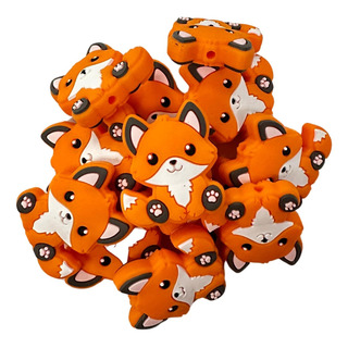 Cuenta Focal De Silicona Zorro Animal | Paquete De 12 Percha Cuenta Focal De Silicona Zorro Animal | Paquete De 12 Percha