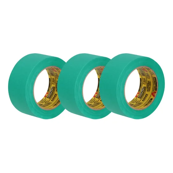 Kit 3 Fita Crepe Verde 48x50m Automotiva Larga Mascaramento