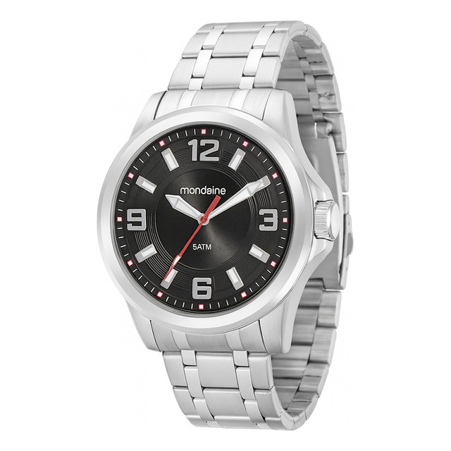 Relógio Mondaine Masculino Analógico Prateado 83523g0mvne2 Prateado Prateado Preto