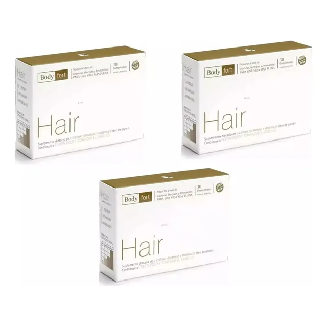 3 Cajas Hair Natufarma L-cistina Vitaminas Minerales 90 Comp