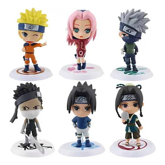 Kit 6 Bonecos Miniatura Action Figure Anime Naruto Sasuke