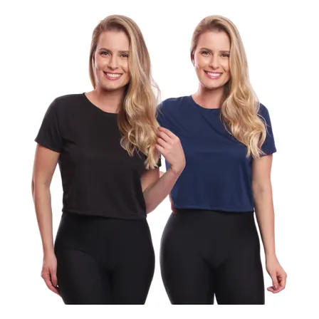 Kit 2 Blusas Cropped Feminina Dry Academia Treino Camisa