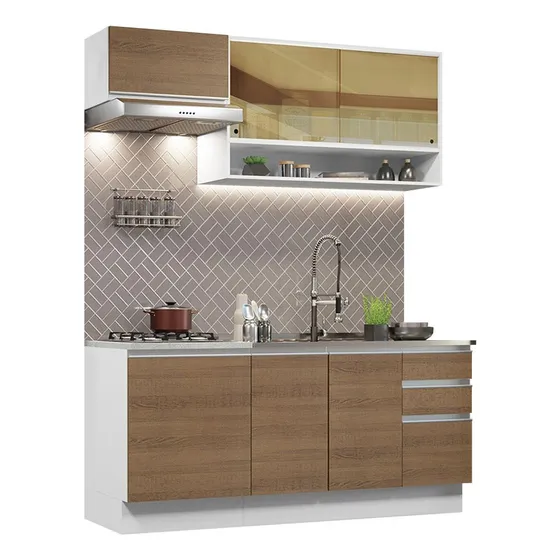 Cocina Integral Glamy 1.80 Metros 08 Blanco/marrón