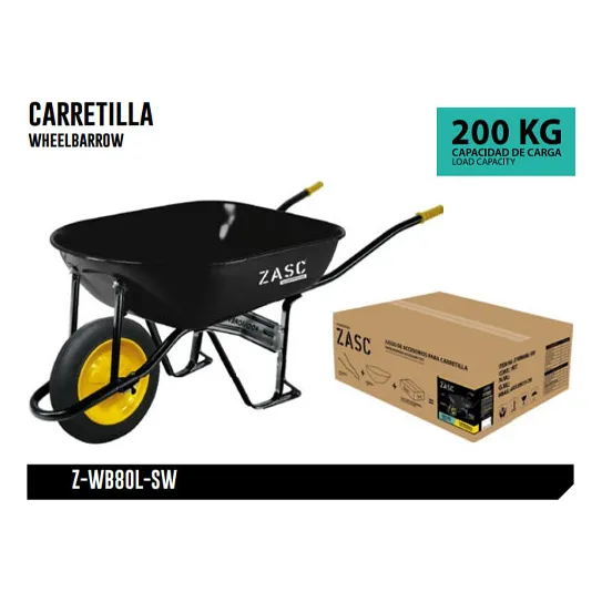 Carretilla Llanta Solida Negro Zasc 110l