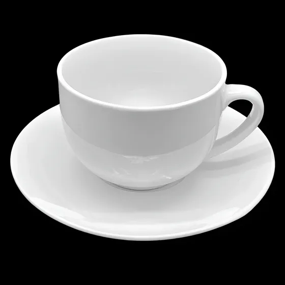 Set 6 Tazas Condor Con Platillo 250ml Loza Blanca