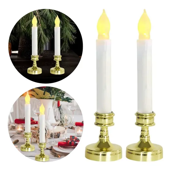 Candelabros A Pila Luz Led Vela Calida 26cm 2 Uds. Veoquiero