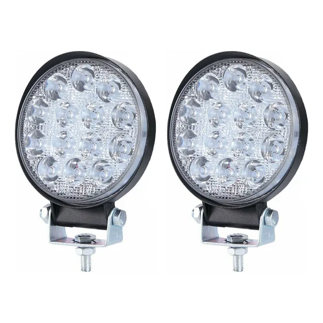 Kit 2 Faro Auxiliar Reflector 14 Led 42w Agro Vehiculo