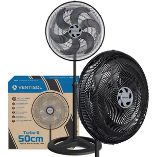 Ventilador De Coluna Turbo 6 PĂĄs 50cm Preto Ventisol 220v Ventilador De Coluna Turbo 6 PĂĄs 50cm Preto Ventisol 220v