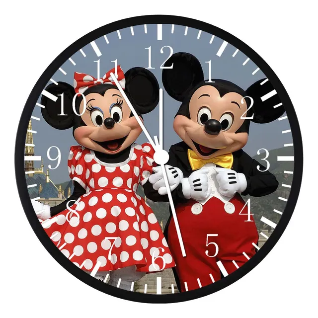 Eloj Pared Minnie Mickey Marco Negro Tamaño 12  Cara Cristal