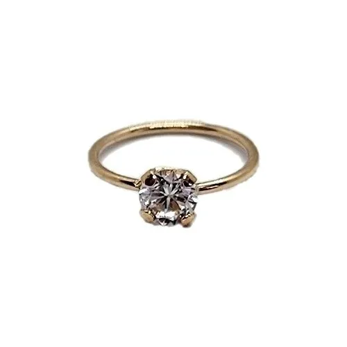 Aro Piercing Nariz Argolla Circón Oro 18k Nacional