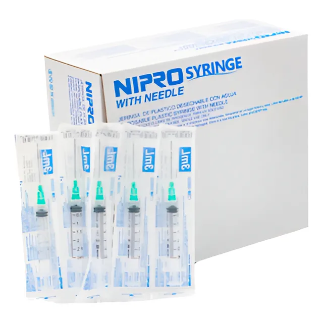Jeringa Con Aguja 3ml Nipro 23g X 1  Luer Lock 100 Un