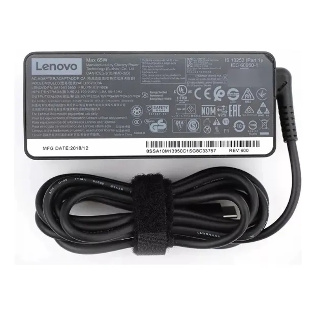 Cargador Lenovo C. De 65w. Color Negro