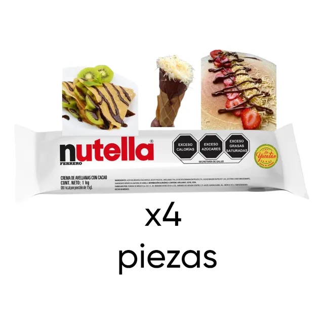 4 Mangas Crema De Avellanas Nutella De 1kg C/u