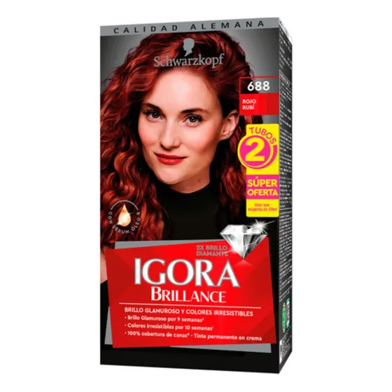 Tinte Cabello Igora Brillance Permanente Tono 688 Rubí