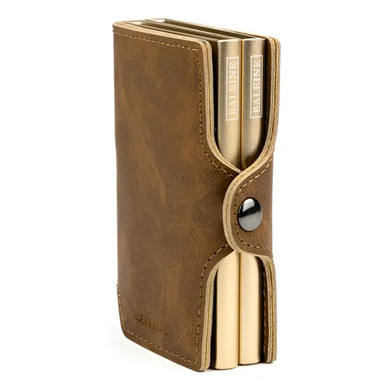 Billetera Anti Clonación Doble - Tarjetero Baleine Con Rfid Color Golden Brown | Cuotas sin interés