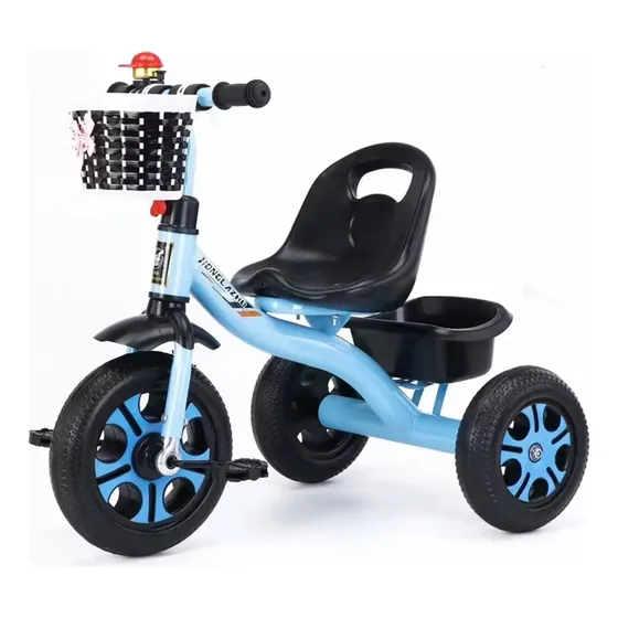 Triciclo Celeste Con Canasta Para Niños Tejida Úpale