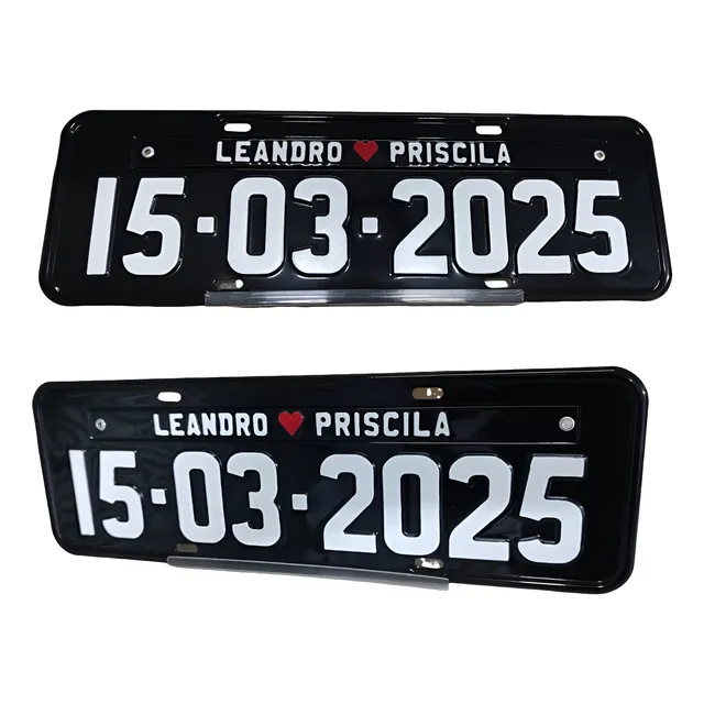 Placa Carro Casamento  Personalizada Alumínio Alto Relevo