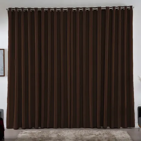 Cortina 3,00 X 2,50 Metros Blackout Blecaute Corta Luz em Tecido Grosso Para Quarto e Sala Casa Laura Enxovais Cor Marrom