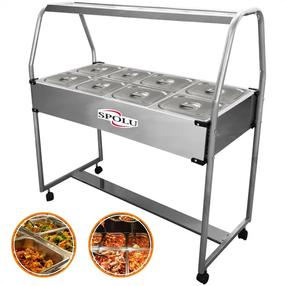 Carrinho Buffet Quente Balcão Térmico 8 Cubas Gastronômicas