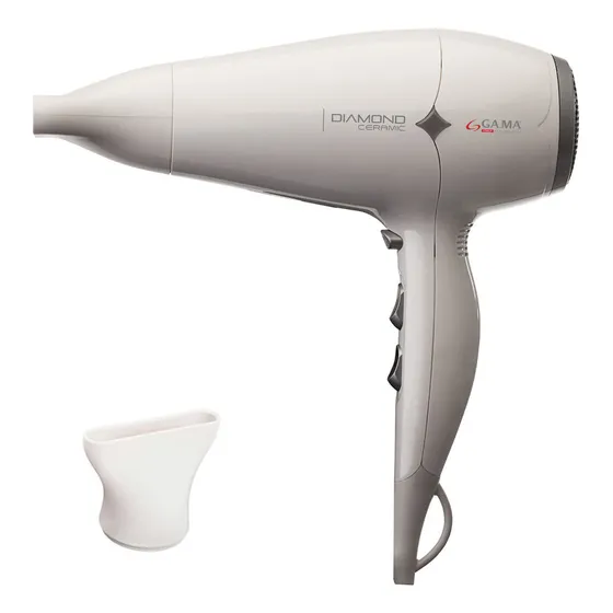 Secador De Pelo Gama Diamond Ceramic 2300w Nano Silver Color Blanco