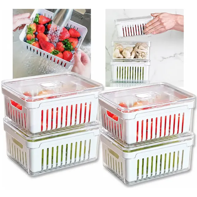 Kit 4 Organizadores 2,2 Geladeira Armário Casa Cozinha Cesto Cor Transparente