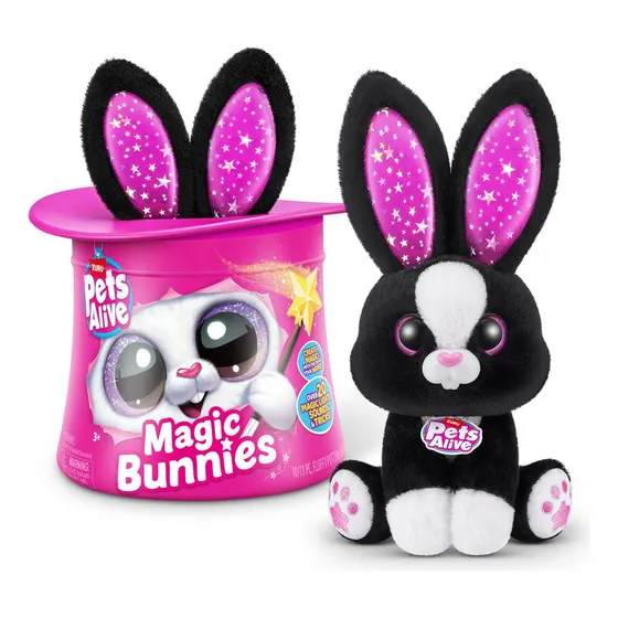 Peluche interactivo de Pets Alive, Candide, conejitos mágicos, negro