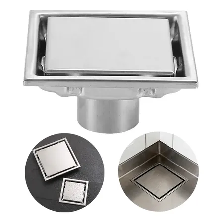 Ralo Inox Square Tampa Invisível Oculta 10x10cm